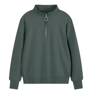Red Half <b>Zip</b> Sweatshirt Unisex <b>Quarter</b> <b>Zip</b> Pullover Stand Collar Waffle Textured Cotton <b>Sweater</b> Streetwear Top - Product Image 2