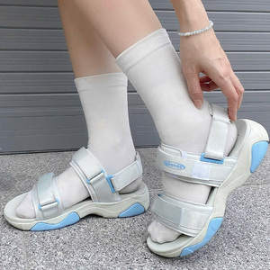 Sandales à brides croisées confortables, style bout ouvert, brides élastiques, bride de talon amovible, tige en nylon légère et tendance - Product Image 1