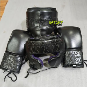 Meilleur fournisseur avec logo personnalisé, ensemble de boxe en cuir véritable durable, léger et respirant pour adultes - Product Image 6