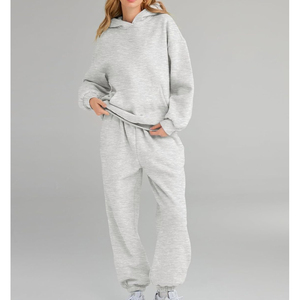 Ensemble de survêtement décontracté pour femme, hiver, OEM, séchage rapide, respirant, confortable, coupe classique, à capuche, léger, 100% coton - Product Image 2