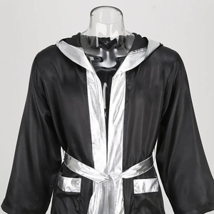 Robe de boxe de haute qualité, sur mesure, en satin coloré, avec capuche, vêtements d'arts martiaux, robe de boxe à vendre - Product Image 6