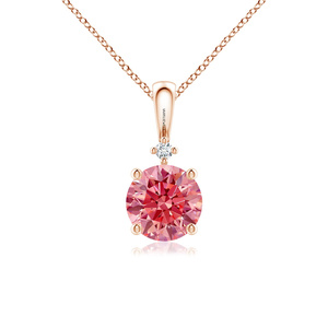 จี้เพชรพลอยทรงกลมสีแดงหรูหราประดับเพชร ตัวเรือนทอง 10K 14K 18K และเงิน 925 935 เครื่องประดับชั้นดี - Product Image 1