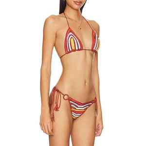 Conjunto de Bikini Colorido de Alta Calidad, Top Corto con Soporte, Traje de Baño de Pierna Alta para Mujer, Duradero y de Alto Rendimiento - Product Image 2