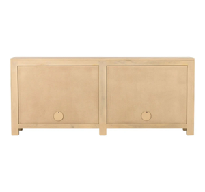 Japandi Modern Solid Teak Wood Rattan <b>TV</b> <b>Stand</b> Media Console Cabinet with Double Door Storage Living Room Furniture - Product Image 4