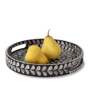 Elegante bandeja de mármol acrílico de madera personalizable sostenible madre perla laca hogar decorativo comida servir para el desayuno café - Product Image 6