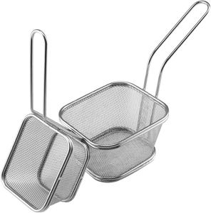 Passoire de cuisine en acier inoxydable mini, écologique et de qualité supérieure, avec poignée, pour servir des frites et égoutter les aliments, idéale pour la maison et la table. - Product Image 1