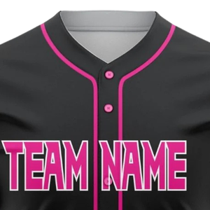 Camiseta de Béisbol Personalizada para Hombre, Negra y Rosa, con Botones, Transpirable, Uniforme de Equipo de Softbol, Camiseta Deportiva para Entrenamiento y Juegos - Product Image 5