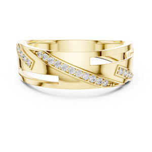 Anillo de Diamantes Redondos Cultivados en Laboratorio GOLDEN APEX en Oro Amarillo de 18 Quilates con Baño de Rodio de Lujo para Boda, Compromiso, Uso Diario, Hombre - Product Image 4