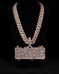 Rose Gold Iced Out Chain <b>Pendant</b> With "DAMN" Letter Charms Moissanite Hip Hop Jewelry For Men Custom <b>Initial</b> Letter <b>Pendant</b> - Product Image 4