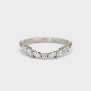 Bagues empilables à contour incurvé en or massif 14K 18K avec diamant de laboratoire taille marquise serti à griffes, motif vague, assorties, pour femme, style minimaliste - Product Image 5