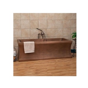 Modern Elegant Rectangle Hammered Double <b>Wall</b> Copper Bathtub Freestanding Seamless Luxury Eco-Friendly Soaking Tub Custom OEM. - Product Image 5