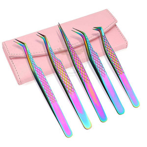 Juego de Pinzas Profesionales de Acero Inoxidable con Punta Inclinada para Cejas y Pestañas, para Extensión de Pestañas, Duraderas y Reutilizables - Product Image 3