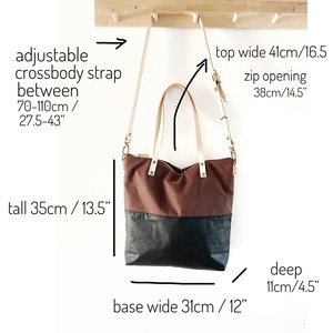 Sac fourre-tout en cuir et toile imperméable à fermeture ouverte avec broderie, idéal pour les voyages, le travail, le shopping, sac à bandoulière grande capacité LCTB-0087 - Product Image 5