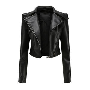 Chaqueta de cuero para mujer al por mayor, estilo gabardina, con remaches y cremallera, cortavientos, impermeable, talla grande, a la moda, informal, para otoño - Product Image 2