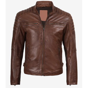 2026 OEM Top Selling Cogan <b>Brown</b> Cowhide <b>Leather</b> <b>Jackets</b> For Men's Stand Collar Zip Pockets High Quality Low MOQ Fashion <b>Jackets</b> - Product Image 6