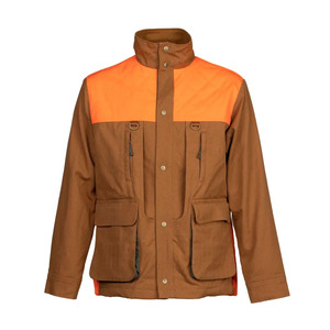 Veste de chasse pour homme en toile marron et orange, coupe-vent, manches longues, pour l'automne - Product Image 1