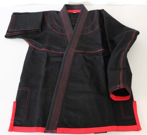 Kimono de BJJ Negro con Costuras Rojas, Talla Adulto para Hombre, Corte Regular, 100% Algodón, Uniforme Duradero de Jiu Jitsu Brasileño - Product Image 6
