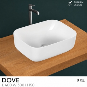 อ่างล้างหน้าแบบวางบนเคาน์เตอร์กระจกนิรภัย DOVE รุ่นร่วมสมัย พร้อมระบบป้องกันน้ำล้น - Product Image 3