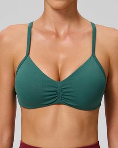 Soutien-gorge de sport vert à dos croisé pour femme, maintien élevé, sans coutures, extensible, respirant, idéal pour le yoga et le fitness - Product Image 2