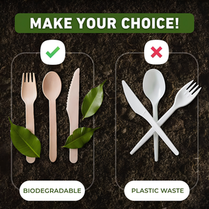 Natural Wooden Cutlery <b>Set</b> Disposable Fork Spoon Knife for Catering Party <b>Picnic</b> Foodservice - Product Image 5