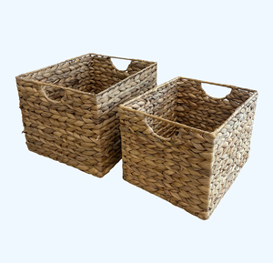 Luxury <b>Rectangle</b> Natural Water Hyacinth <b>Storage</b> <b>Basket</b> with PP String Eco-Friendly Multifunction Design Multi-Purpose - Product Image 1
