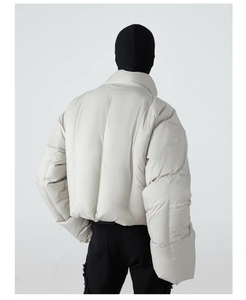 Lightweight Quilted Puffer <b>Jacket</b> With Scarf Collar Full Sleeve Winter Coat Solid Color Thick Polyester Wadding Pullover Style - Product Image 5