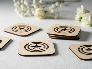 Captain Shield Laser Cut Solid Wood Coaster Handcrafted Heat Resistant Drink Mat Superhero <b>Table</b> <b>Protector</b> Coffee Tea - Product Image 2