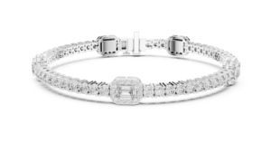 Pulsera de Oro Amarillo de 14k con Esmeralda/Diamante Redondo Cultivado en Laboratorio, Nueva, para Fiestas - Product Image 4