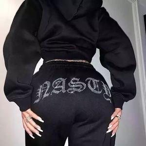 Econex Survêtement de sport en coton Pantalon de survêtement en diamant Joggers et sweats à capuche pour femmes Ensemble de survêtement unisexe Sweat-shirt à strass - Product Image 6