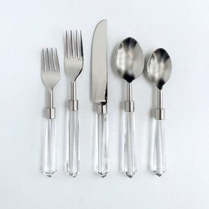 Ensemble de couverts à manche rond perlé et martelé vente en gros de cuisine, restaurant, hôtel, argenterie, ensemble de cuillères de mariage de luxe - Product Image 3