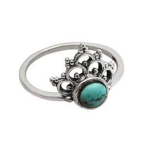 Direct Factory Price 925 Sterling Silver Bohemian <b>Ring</b> Customizable Crown Design With Round Cut Natural <b>Turquoise</b> Gemstone - Product Image 1
