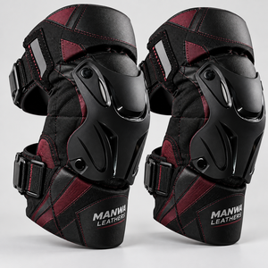 Protector de rodilla para motocicleta Manwa Leathers, protector rígido de cuero negro y amarillo, protector de rodilla para motocicleta, carcasa rígida, negro y amarillo - Product Image 5