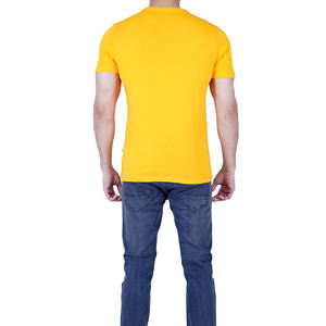 <b>Savage</b> <b>Men's</b> Yellow Short Sleeve O-Neck T-Shirt Regular Fit Printed Tropical Pattern Casual Jersey Cotton - Product Image 4