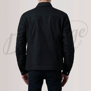 เสื้อแจ็คเก็ตผ้าฝ้ายสีดำสำหรับผู้ชาย ทรงสลิมฟิต ติดกระดุม น้ำหนักเบา สไตล์ลำลอง เสื้อคลุมแฟชั่นแนวสตรีทแวร์ - Product Image 3