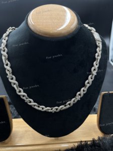 <b>Iced</b> Out Link <b>Chain</b> Necklace 925 Sterling Silver Rhodium Plated Moissanite Diamond Look Luxury Hip Hop Statement Gift - Product Image 1
