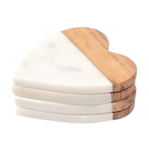 Round Acacia Coaster Set 5mm Thick Non Slip <b>Reusable</b> Modern Design Mats & <b>Pads</b> of 4 Pcs 300mm Diameter - Product Image 4