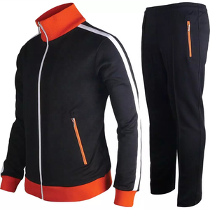 Chándal para hombre con cuello redondo, ropa deportiva sólida para correr con cremallera de manga larga, conjuntos de chándal informales para hombre - Product Image 2
