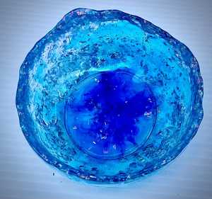 ชามเรซิ่นสีน้ำเงินทะเลพร้อมพื้นผิวแบบมีลวดลาย ชามเสิร์ฟตกแต่งทำมือ สไตล์ชายฝั่ง จานวางของตกแต่งกลางโต๊ะ - Product Image 4