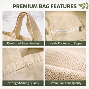 Bolsa de Compras de Algodón Ecológica Premium LMC GLOBAL, Asas Reforzadas, Reutilizable, Biodegradable, para Supermercado - Product Image 3