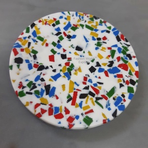 Turquoise Handmade Wood Round Eco-Friendly <b>Coasters</b> Unique Abstract Design Multi-Color <b>Heat</b> Resistant & Durable - Product Image 4