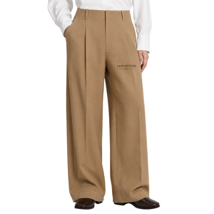 Pantalon plissé large pour femme, coupe décontractée, ample, avec poches, personnalisable OEM, style moderne streetwear - Product Image 1