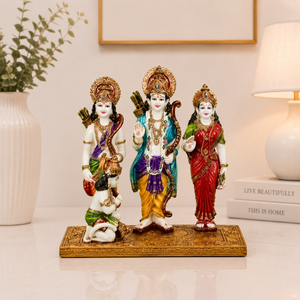 Ensemble de figurines de divinités hindoues en résine, design traditionnel fait main, sculpture religieuse de table, artisanat Nirmala du Rajasthan pour le bureau - Product Image 1