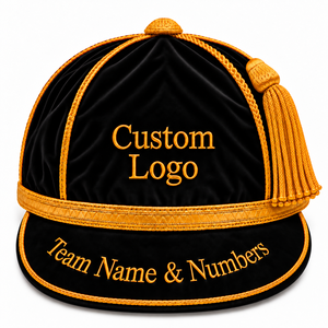 Gorra de terciopelo con logotipo personalizado y bordado 3D, transpirable y ajustable, para eventos ceremoniales y deportivos. - Product Image 3