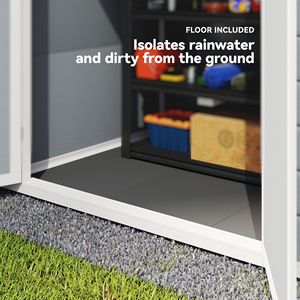 Casetta da Giardino 6x4.5 per Uso Familiare, Grigia, con Doppia Porta e Finestra di Ventilazione, Stile Cottage, Telaio in Metallo, Chiudibile a Chiave - Product Image 6