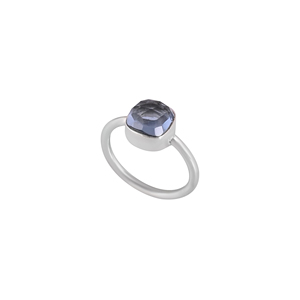 Anillo de Topacio Azul Londres con Engaste de Bisel, Diseño Clásico |   Plata de Ley 925 - Product Image 2