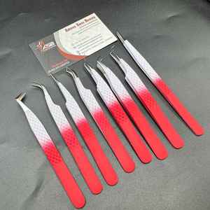 Pinzas para Pestañas de Dos Tonos Rojo y Blanco, Probadas a Mano, de Acero Sostenible, con Logotipo Personalizado, 90/65 Grados, Punta Sin Fibra - Product Image 3