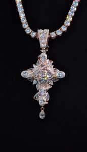 Iced Out VVS Moissanite <b>Cross</b> Pendant Gold Plated 925 Sterling <b>Silver</b> Christian Floral <b>Cross</b> Hip Hop Jewelry Custom Bling - Product Image 3