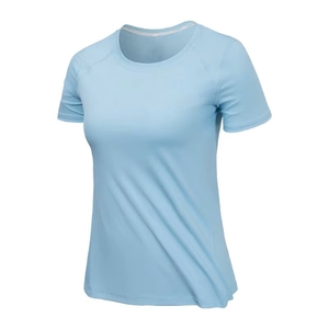 Camiseta de Manga Corta para Mujer, Cuello Redondo, Color Sólido, Corte Ajustado, Informal, de Punto, Algodón Transpirable, para Primavera/Verano, con Logotipo Personalizado - Product Image 1