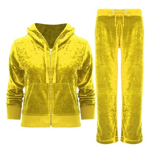 Custom Diamond Two Pieces <b>Velour</b> Rhinestone Ladies Women <b>Sweatshirt</b> and Pants Velvet Set Hoodie and Jogger Casual Tracksuit - Product Image 3