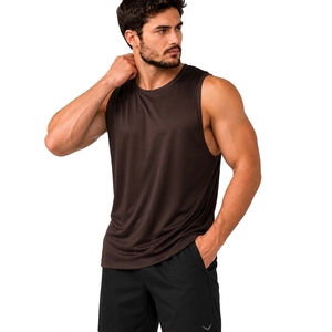 Débardeur Yiyi pour homme, col rond, ajusté, respirant, anti-humidité, ultra-doux, 100% polyester, uni, style streetwear, tricoté, 160g - Product Image 1